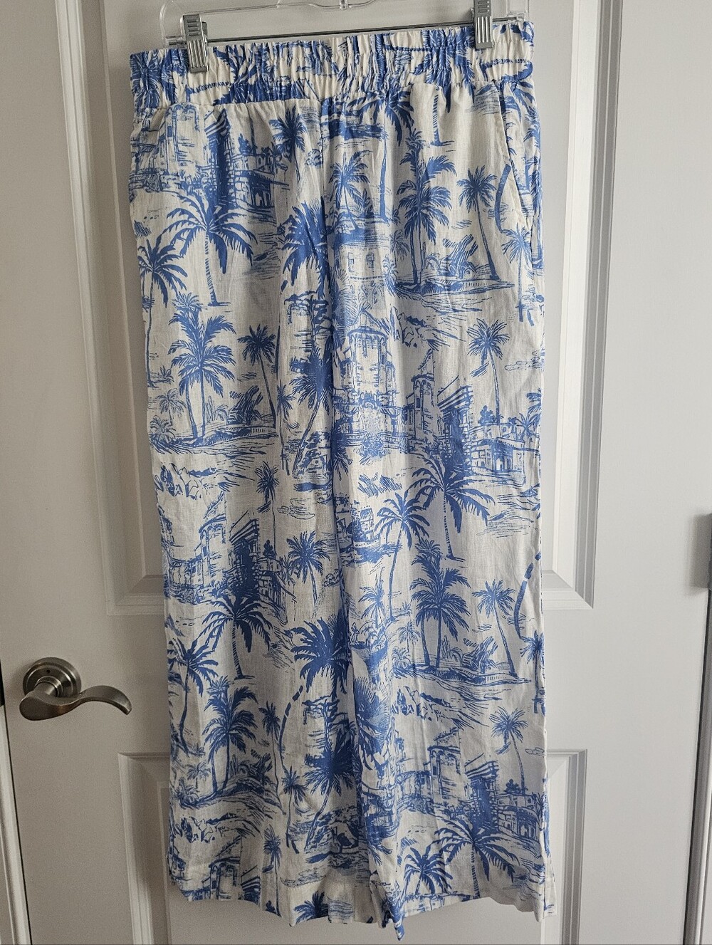 NWT JOIE Linen Blend Womens Wide Leg Cropped Floral Print Pants - Size M